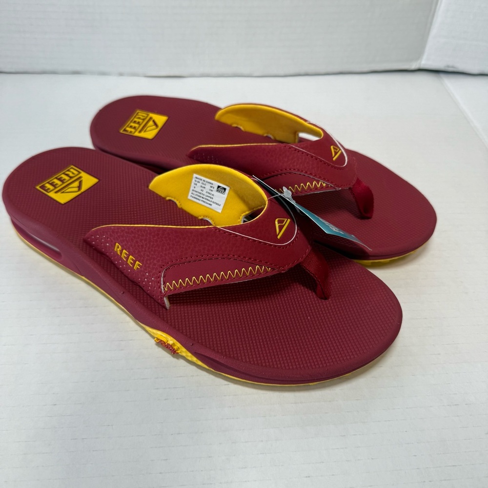 Reef Sandals Men's Fanning Pregame Red / Yellow Bottle Opener Flip Flop